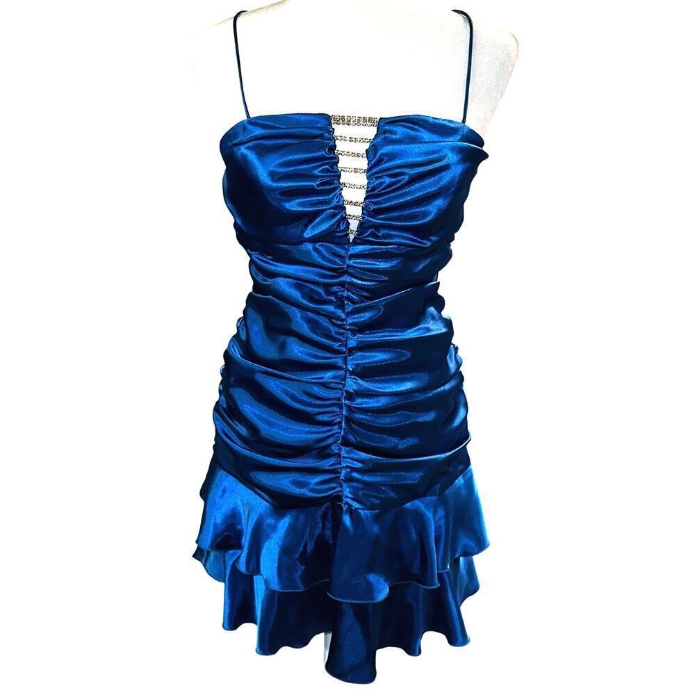 Vintage 2000s Roberta satin royal blue cocktail dress
